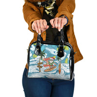 Hawaii Summer Christmas Shoulder Handbag Surfing Santa Shaka Catch The Wave