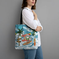 Hawaii Summer Christmas Tote Bag Surfing Santa Shaka Catch The Wave