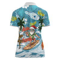 Hawaii Summer Christmas Women Polo Shirt Surfing Santa Shaka Catch The Wave