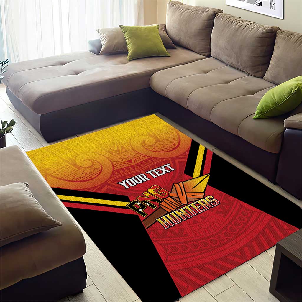 Papua New Guinea Rugby Custom Area Rug Go PNG Hunters Polynesian Pattern - Polynesian Pride