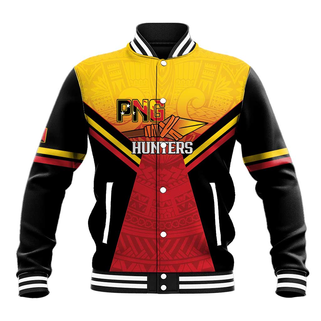Papua New Guinea Rugby Custom Baseball Jacket Go PNG Hunters Polynesian Pattern LT14 Unisex Red - Polynesian Pride