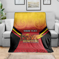 Papua New Guinea Rugby Custom Blanket Go PNG Hunters Polynesian Pattern - Polynesian Pride