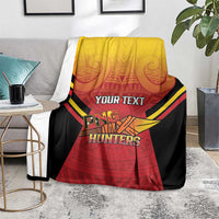 Papua New Guinea Rugby Custom Blanket Go PNG Hunters Polynesian Pattern - Polynesian Pride