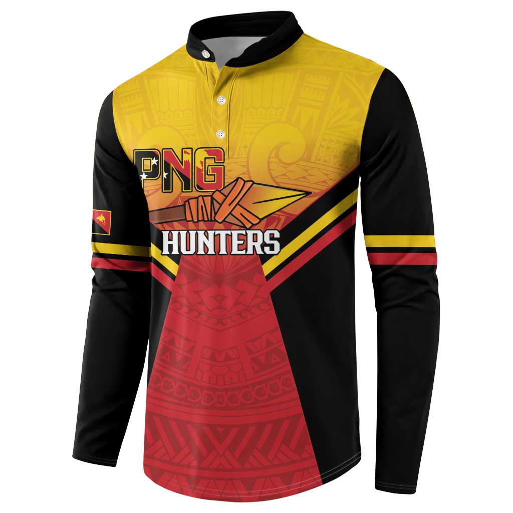 Papua New Guinea Rugby Custom Button Sweatshirt Go PNG Hunters Polynesian Pattern LT14 - Polynesian Pride