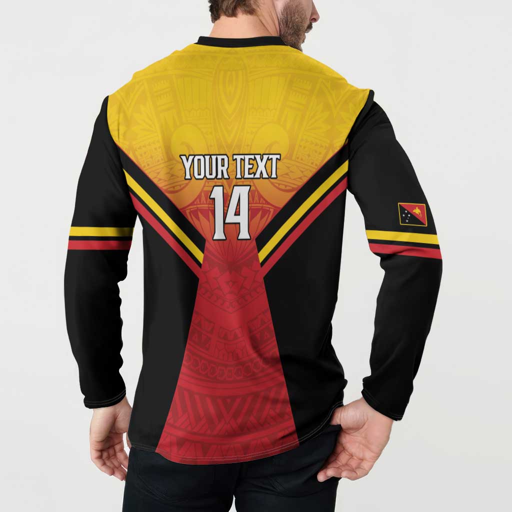 Papua New Guinea Rugby Custom Button Sweatshirt Go PNG Hunters Polynesian Pattern LT14 - Polynesian Pride