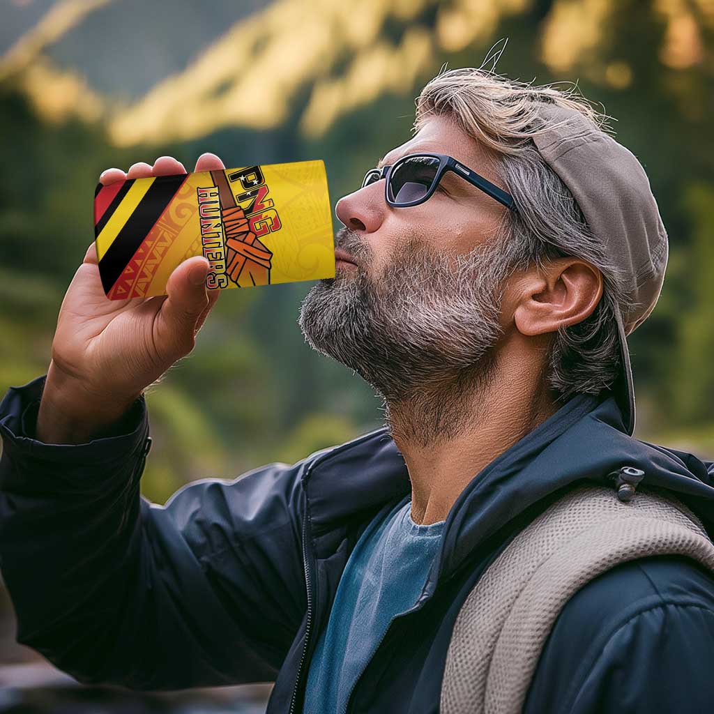 Papua New Guinea Rugby Custom 4 in 1 Can Cooler Tumbler Go PNG Hunters Polynesian Pattern - Polynesian Pride