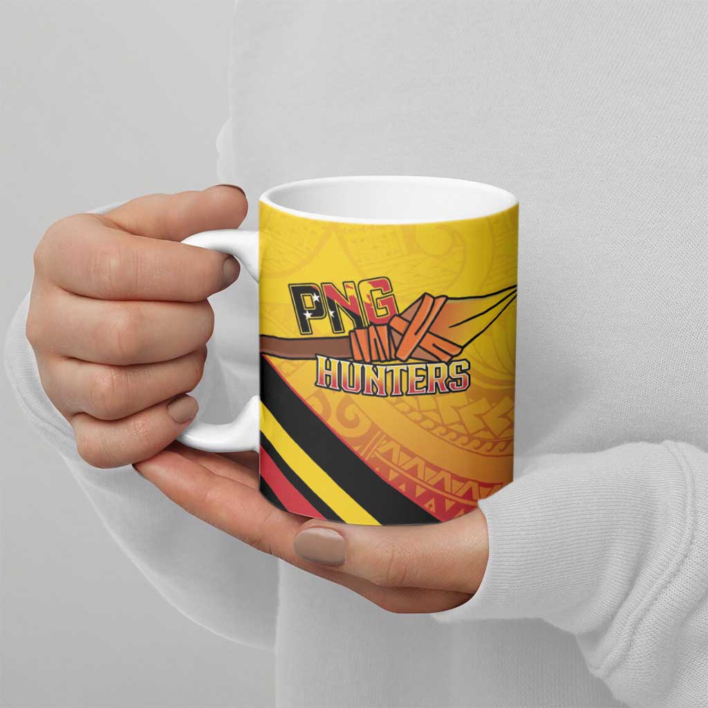 Papua New Guinea Rugby Custom Ceramic Mug Go PNG Hunters Polynesian Pattern LT14 - Polynesian Pride