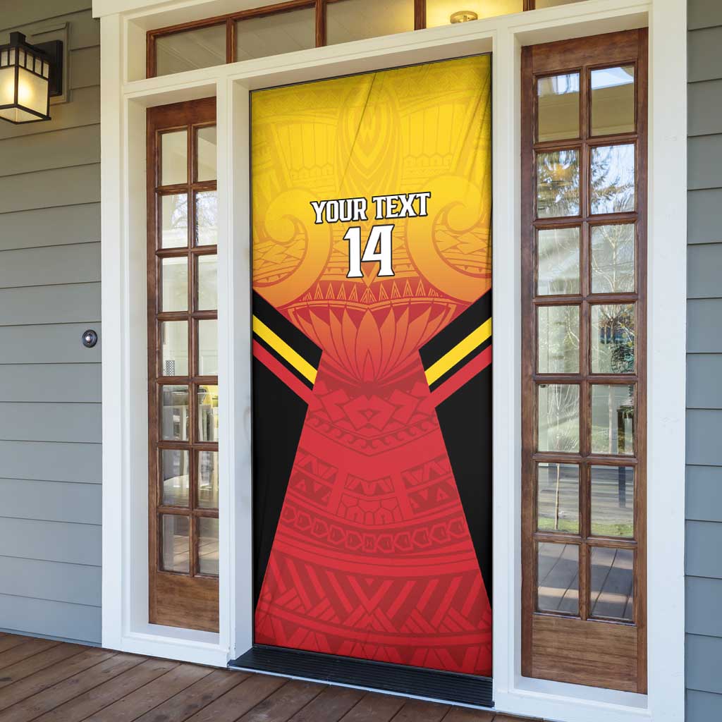 Papua New Guinea Rugby Custom Door Cover Go PNG Hunters Polynesian Pattern - Polynesian Pride