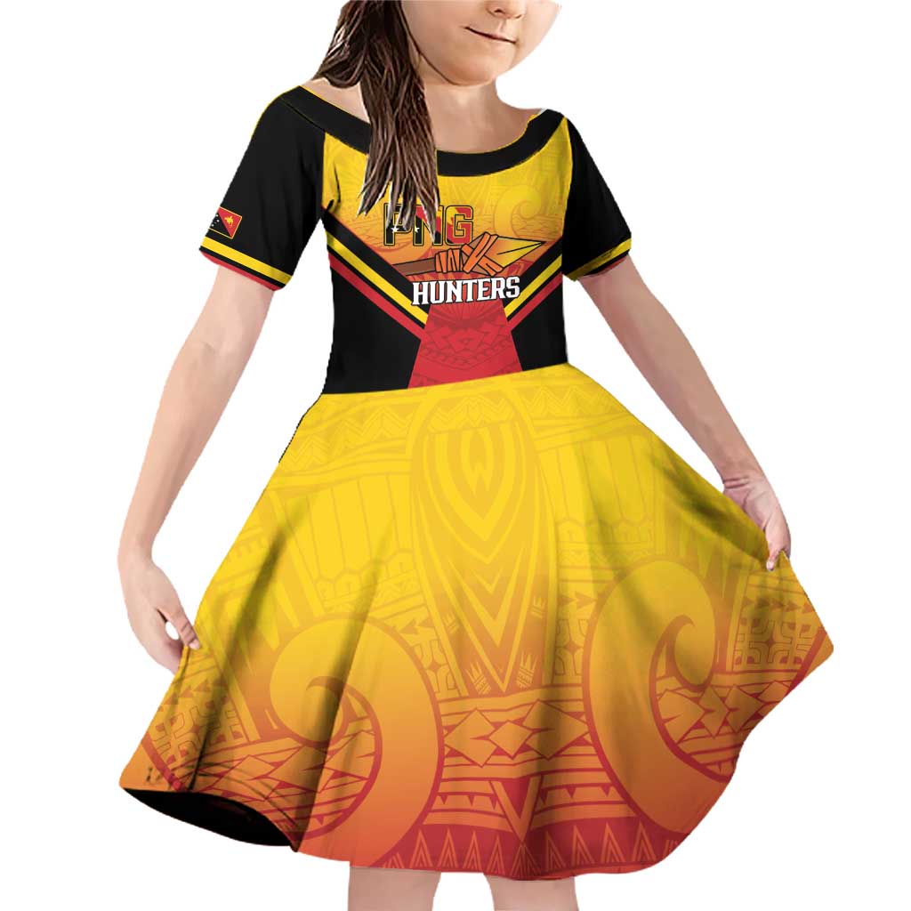 Papua New Guinea Rugby Custom Family Matching Off Shoulder Short Dress and Hawaiian Shirt Go PNG Hunters Polynesian Pattern - Polynesian Pride