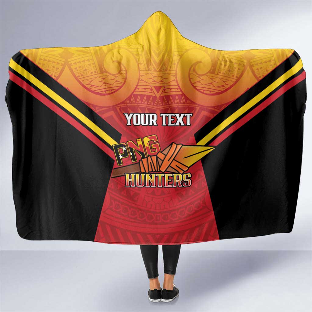 Papua New Guinea Rugby Custom Hooded Blanket Go PNG Hunters Polynesian Pattern LT14 One Size Red - Polynesian Pride