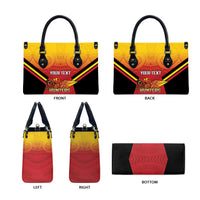 Papua New Guinea Rugby Custom Leather Bag Go PNG Hunters Polynesian Pattern - Polynesian Pride