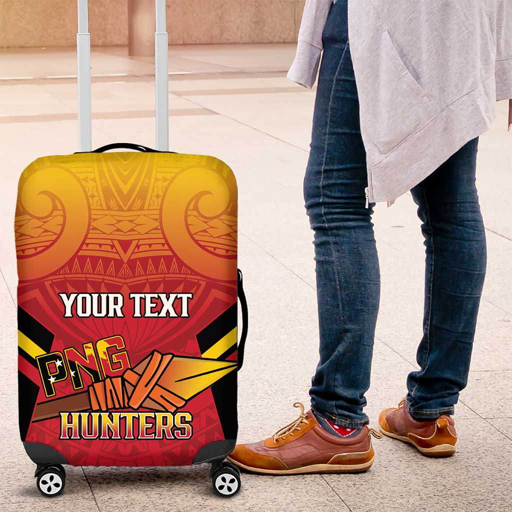 Papua New Guinea Rugby Custom Luggage Cover Go PNG Hunters Polynesian Pattern LT14 Red - Polynesian Pride
