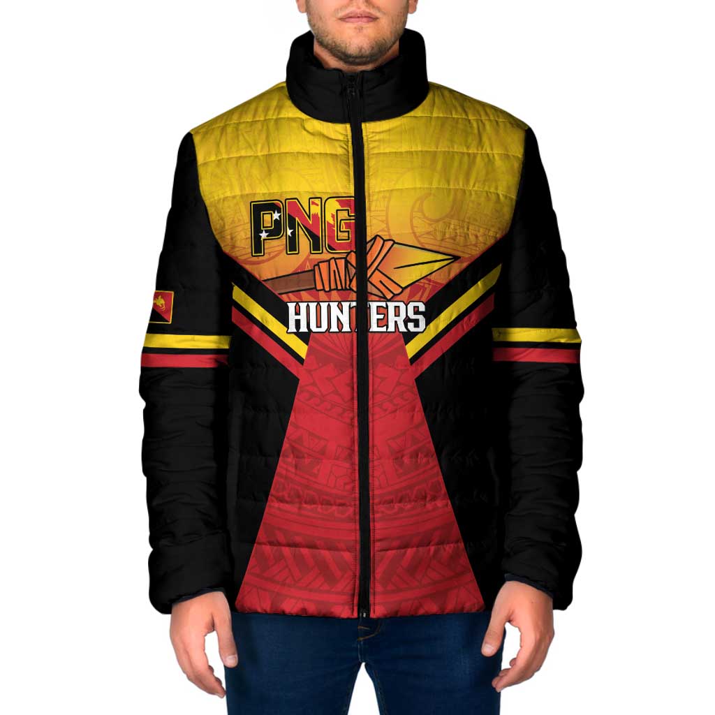 Papua New Guinea Rugby Custom Padded Jacket Go PNG Hunters Polynesian Pattern LT14 Men Red - Polynesian Pride