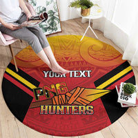 Papua New Guinea Rugby Custom Round Carpet Go PNG Hunters Polynesian Pattern - Polynesian Pride