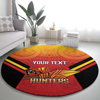 Papua New Guinea Rugby Custom Round Carpet Go PNG Hunters Polynesian Pattern - Polynesian Pride