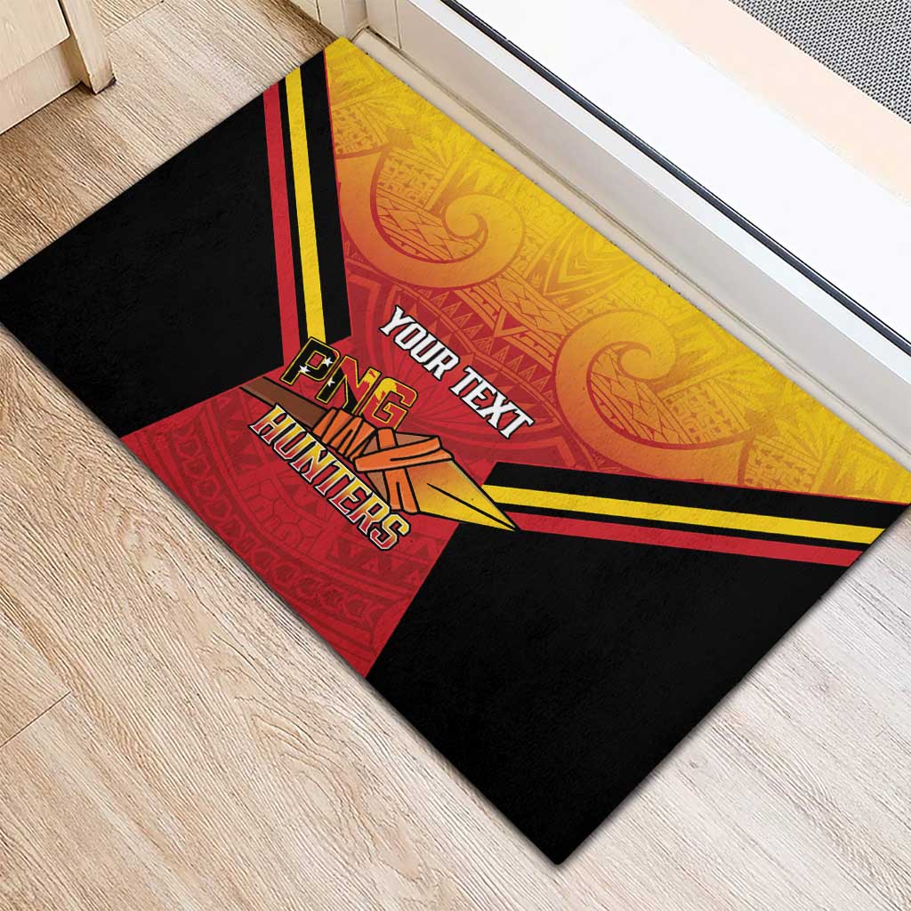 Papua New Guinea Rugby Custom Rubber Doormat Go PNG Hunters Polynesian Pattern - Polynesian Pride