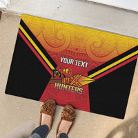 Papua New Guinea Rugby Custom Rubber Doormat Go PNG Hunters Polynesian Pattern - Polynesian Pride