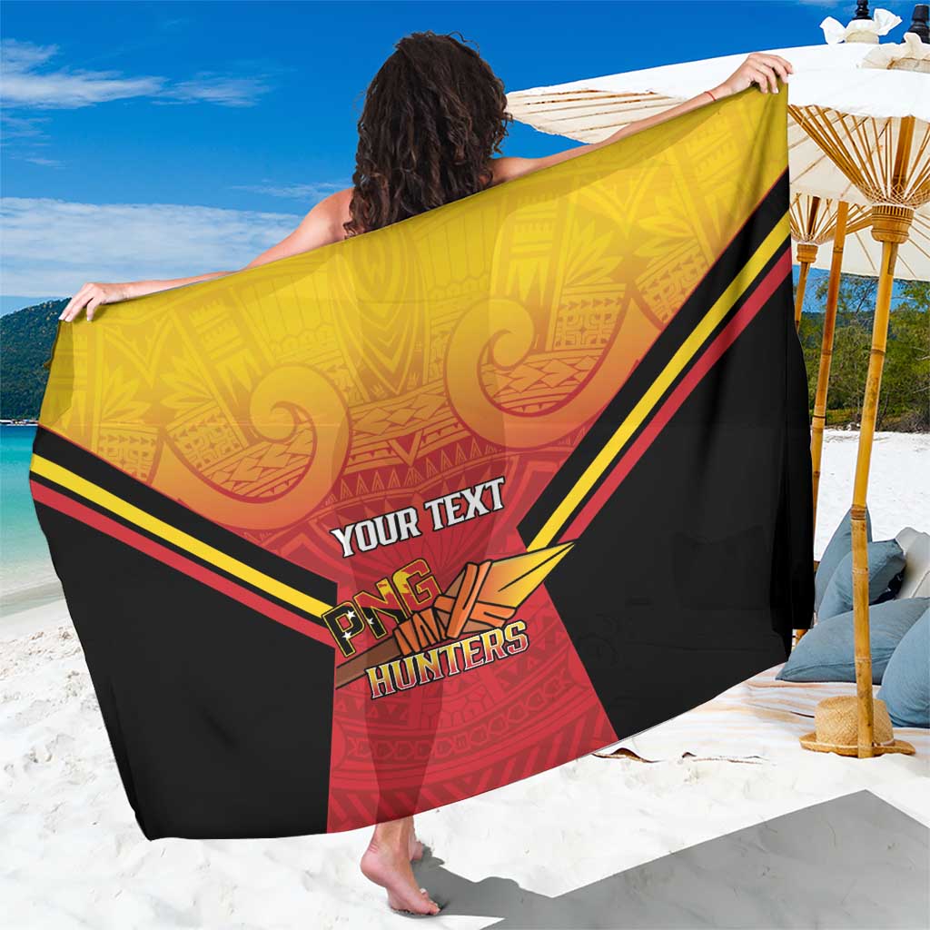 Papua New Guinea Rugby Custom Sarong Go PNG Hunters Polynesian Pattern LT14 One Size 44 x 66 inches Red - Polynesian Pride
