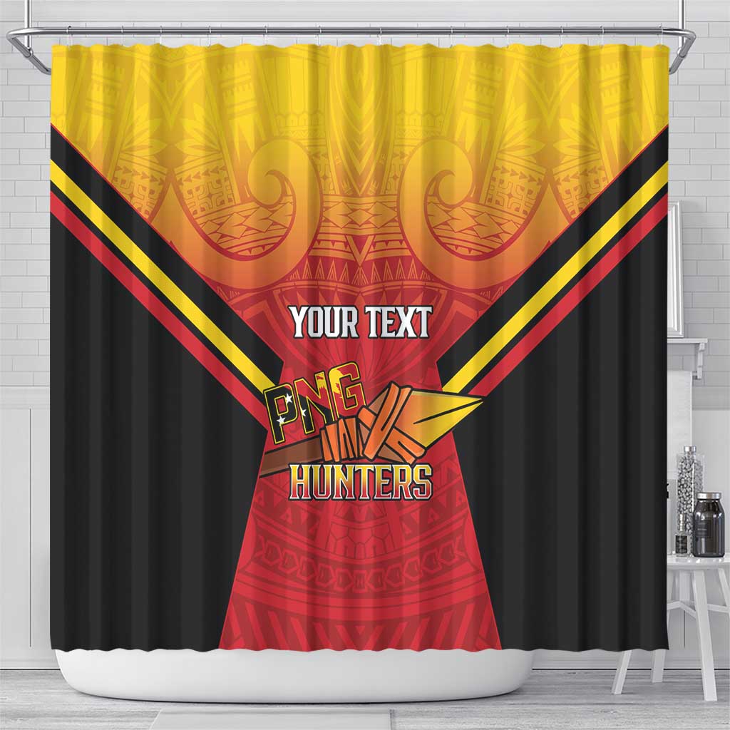 Papua New Guinea Rugby Custom Shower Curtain Go PNG Hunters Polynesian Pattern - Polynesian Pride