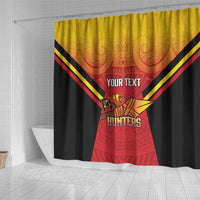 Papua New Guinea Rugby Custom Shower Curtain Go PNG Hunters Polynesian Pattern - Polynesian Pride