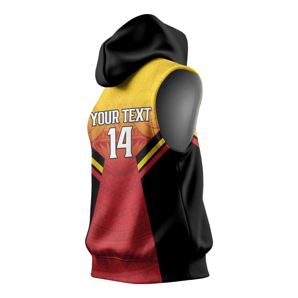 Papua New Guinea Rugby Custom Sleeveless Hoodie Go PNG Hunters Polynesian Pattern LT14 - Polynesian Pride
