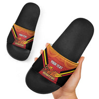 Papua New Guinea Rugby Custom Slide Sandals Go PNG Hunters Polynesian Pattern - Polynesian Pride