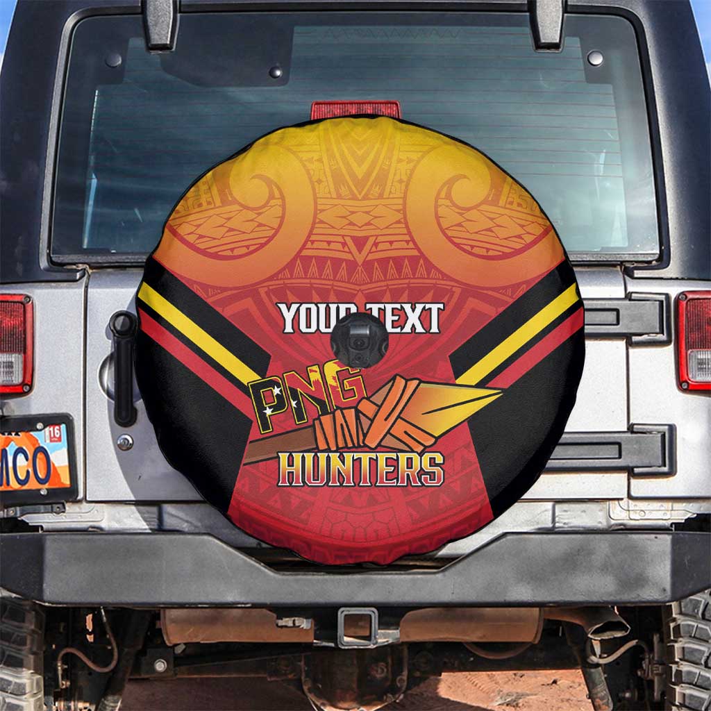 Papua New Guinea Rugby Custom Spare Tire Cover Go PNG Hunters Polynesian Pattern LT14 Red - Polynesian Pride