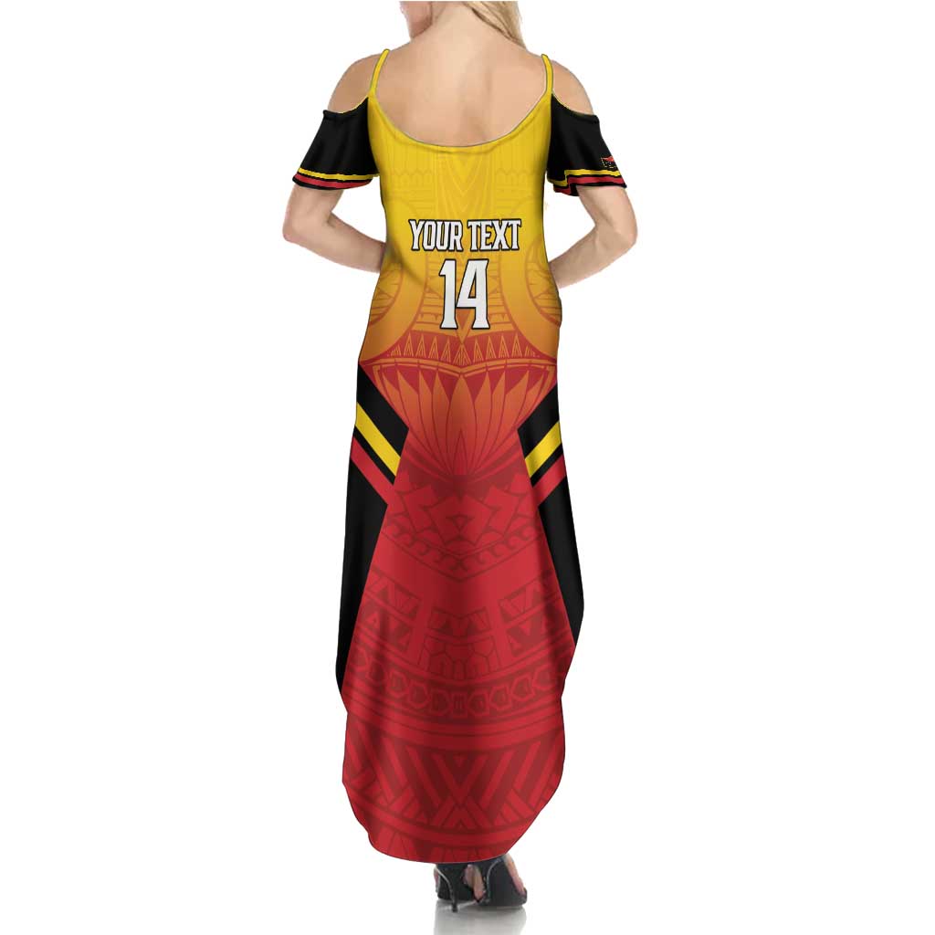Papua New Guinea Rugby Custom Summer Maxi Dress Go PNG Hunters Polynesian Pattern - Polynesian Pride