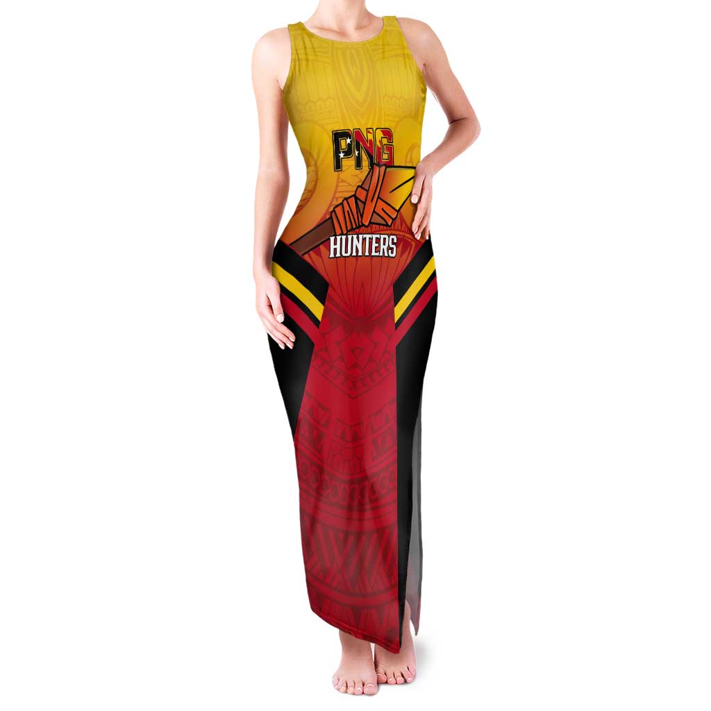 Papua New Guinea Rugby Custom Tank Maxi Dress Go PNG Hunters Polynesian Pattern - Polynesian Pride