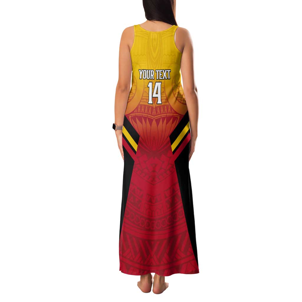 Papua New Guinea Rugby Custom Tank Maxi Dress Go PNG Hunters Polynesian Pattern - Polynesian Pride