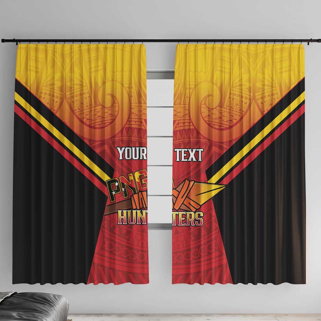 Papua New Guinea Rugby Custom Window Curtain Go PNG Hunters Polynesian Pattern LT14 With Hooks Red - Polynesian Pride