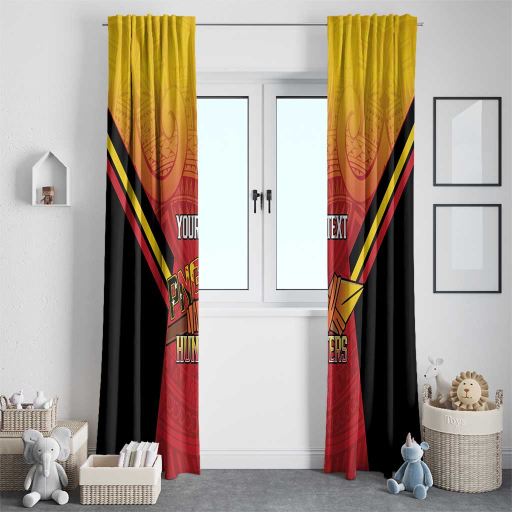 Papua New Guinea Rugby Custom Window Curtain Go PNG Hunters Polynesian Pattern - Polynesian Pride