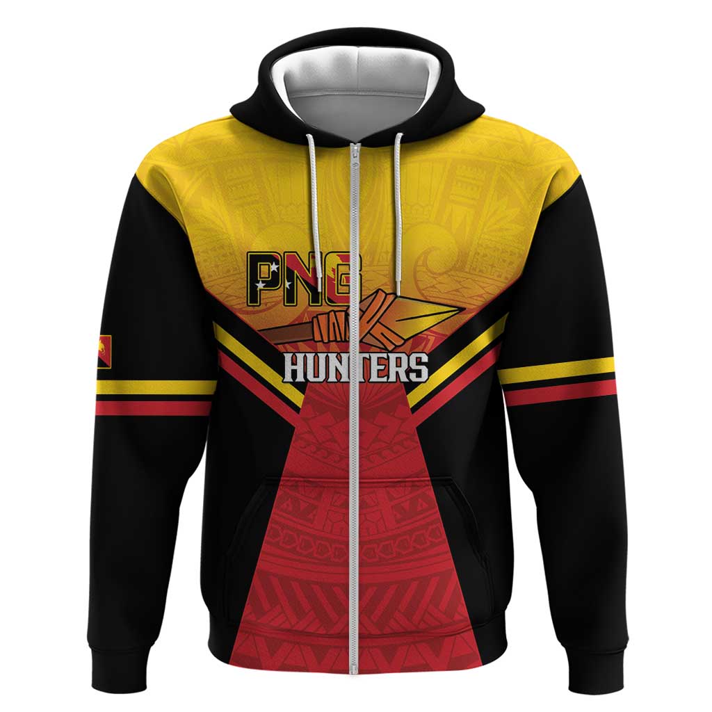 Papua New Guinea Rugby Custom Zip Hoodie Go PNG Hunters Polynesian Pattern LT14 Zip Hoodie Red - Polynesian Pride
