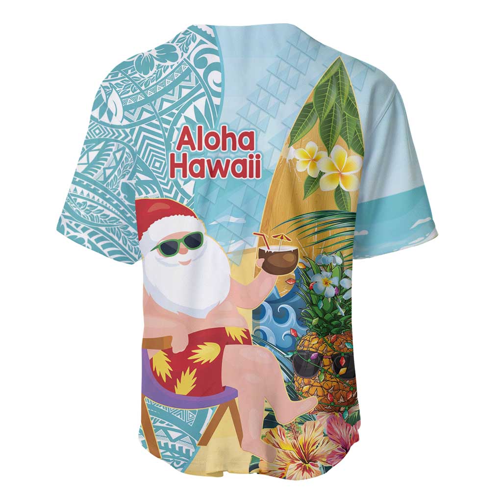 Aloha Hawaii Mele Kalikimaka Baseball Jersey Chilling Santa With Pineapple - Polynesian Pattern LT14 - Polynesian Pride