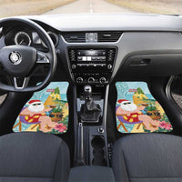 Aloha Hawaii Mele Kalikimaka Car Mats Chilling Santa With Pineapple - Polynesian Pattern