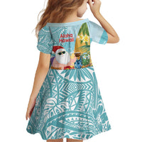 Aloha Hawaii Mele Kalikimaka Family Matching Summer Maxi Dress and Hawaiian Shirt Chilling Santa With Pineapple - Polynesian Pattern LT14 - Polynesian Pride
