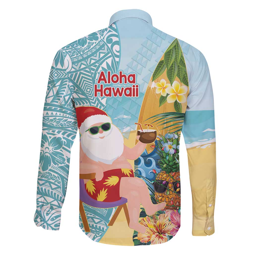 Aloha Hawaii Mele Kalikimaka Family Matching Tank Maxi Dress and Hawaiian Shirt Chilling Santa With Pineapple - Polynesian Pattern LT14 - Polynesian Pride