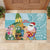 Aloha Hawaii Mele Kalikimaka Rubber Doormat Chilling Santa With Pineapple - Polynesian Pattern