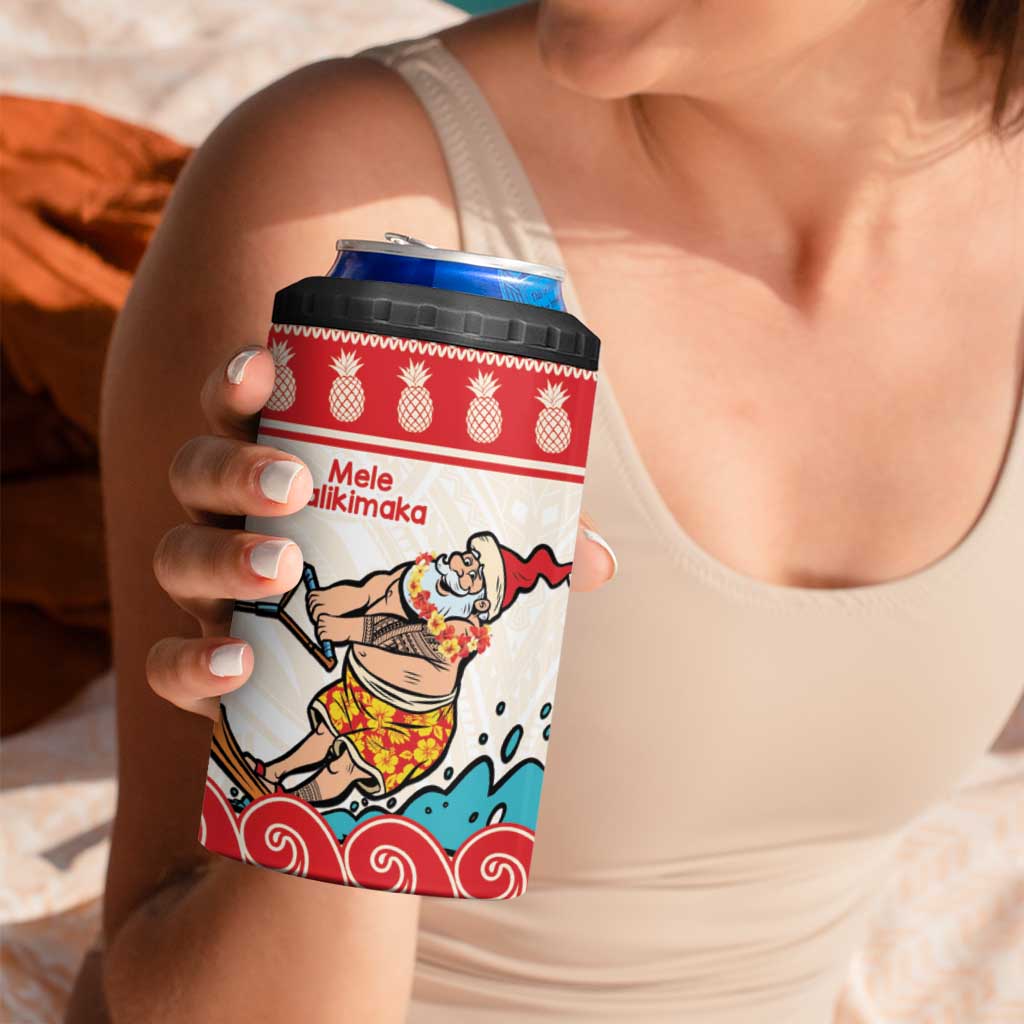 Mele Kalikimaka Hawaii 4 in 1 Can Cooler Tumbler Water-skiing Santa Tropical Vibes