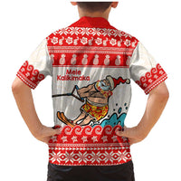 Mele Kalikimaka Hawaii Family Matching Mermaid Dress and Hawaiian Shirt Water-skiing Santa Tropical Vibes LT14 - Polynesian Pride