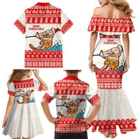 Mele Kalikimaka Hawaii Family Matching Mermaid Dress and Hawaiian Shirt Water-skiing Santa Tropical Vibes LT14 - Polynesian Pride
