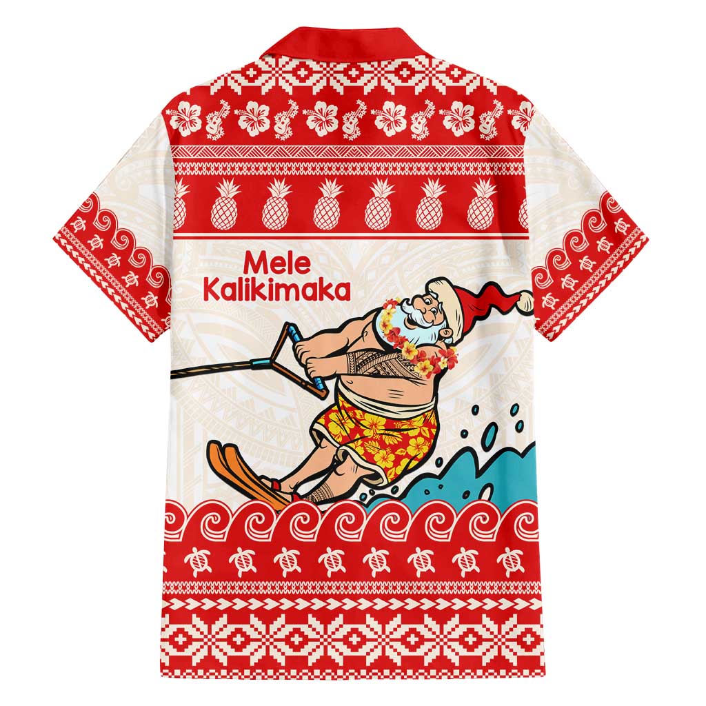 Mele Kalikimaka Hawaii Family Matching Tank Maxi Dress and Hawaiian Shirt Water-skiing Santa Tropical Vibes LT14 - Polynesian Pride