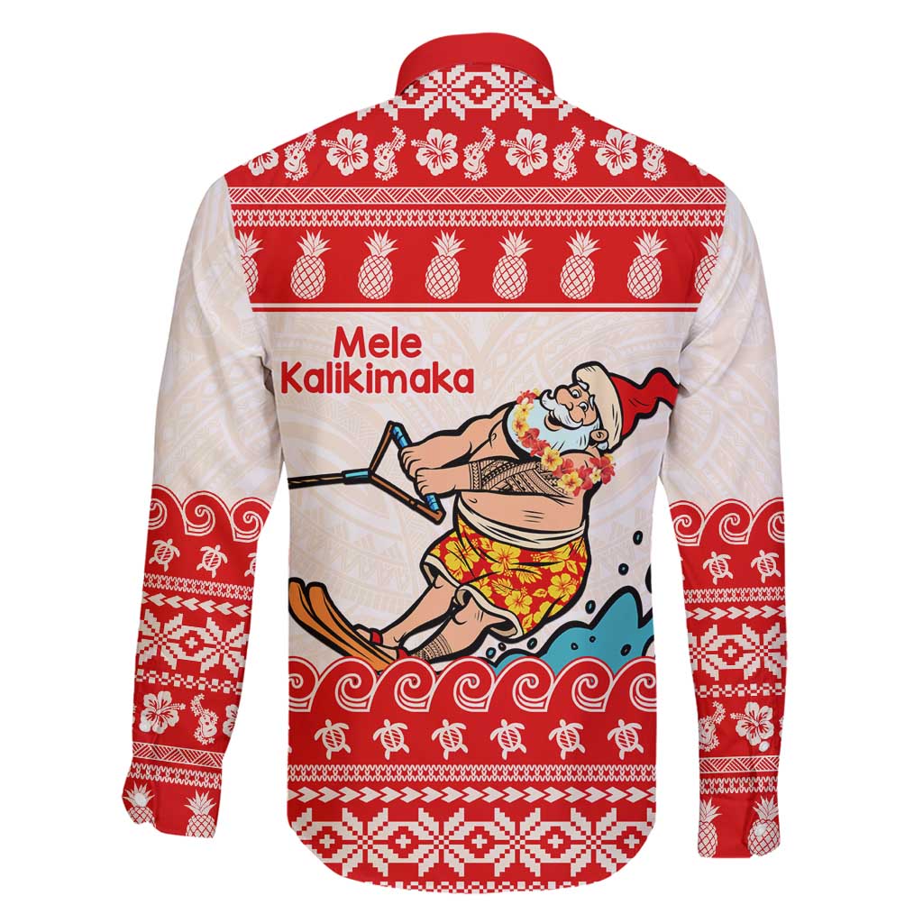 Mele Kalikimaka Hawaii Family Matching Tank Maxi Dress and Hawaiian Shirt Water-skiing Santa Tropical Vibes LT14 - Polynesian Pride