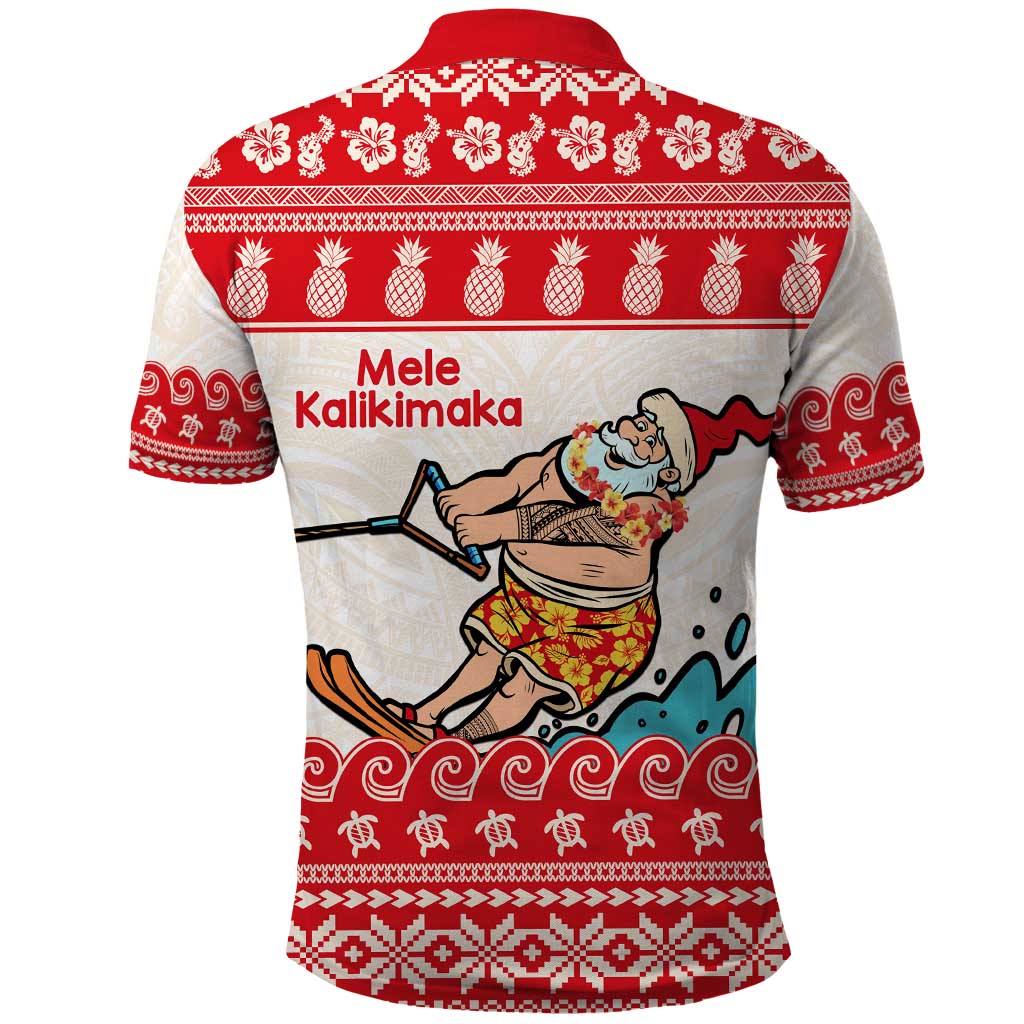 Mele Kalikimaka Hawaii Polo Shirt Water-skiing Santa Tropical Vibes