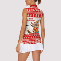Mele Kalikimaka Hawaii Women Sleeveless Polo Shirt Water-skiing Santa Tropical Vibes