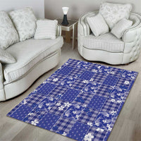 Blue Palaka Japanese Patterns Area Rug Koi Fish Asanoha Sakura Patchwork Stylized - Polynesian Pride
