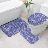Blue Palaka Japanese Patterns Bathroom Set Koi Fish Asanoha Sakura Patchwork Stylized - Polynesian Pride