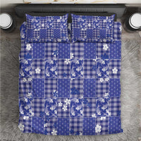 Blue Palaka Japanese Patterns Bedding Set Koi Fish Asanoha Sakura Patchwork Stylized - Polynesian Pride