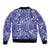 Blue Palaka Japanese Patterns Bomber Jacket Koi Fish Asanoha Sakura Patchwork Stylized - Polynesian Pride