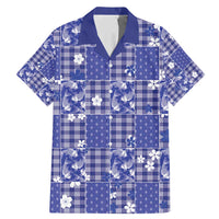 Blue Palaka Japanese Patterns Family Matching Mermaid Dress and Hawaiian Shirt Koi Fish Asanoha Sakura Patchwork Stylized - Polynesian Pride